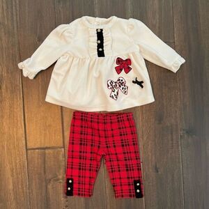 Hartstrings Baby Holiday Ruffle Bow Plaid Outfit 0-3 mos